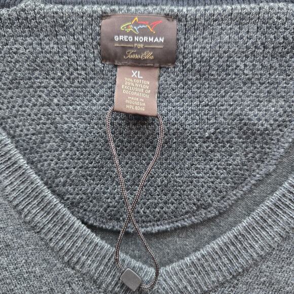 Greg Norman Men's Pullover V Neck Golf Knit Sweater Long Sleeve Gray Size XL - Picture 4 of 6